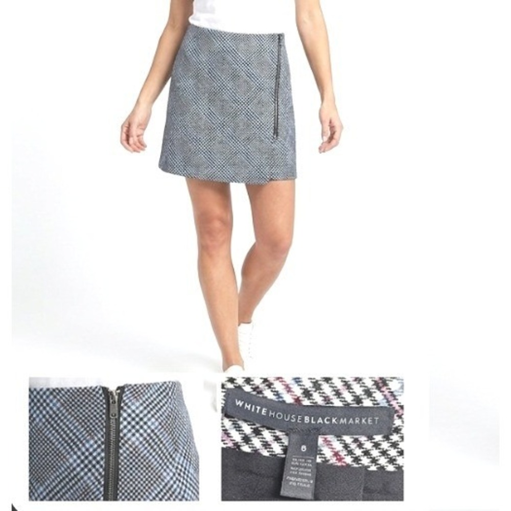 White House Black Market‎ Plaid Mini Skirt Women's 8 Checkered Plaid Zipper Y2K